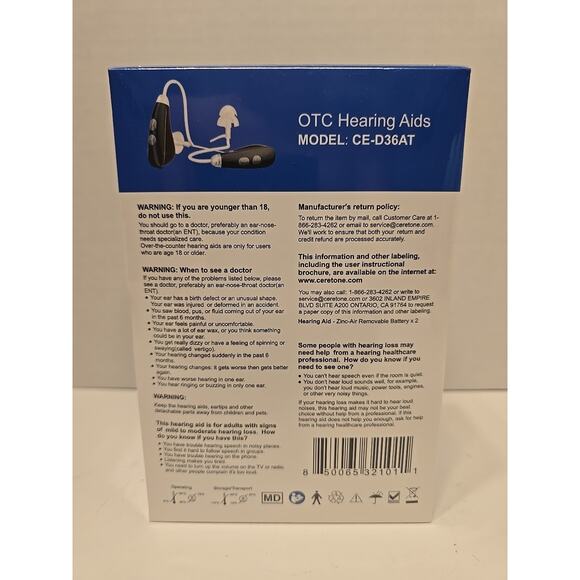 NEW - Ceretone Nexus OTC Hearing Aids CE-D36AT Ready To Use Clear Powerful Sound - Picture 2 of 3